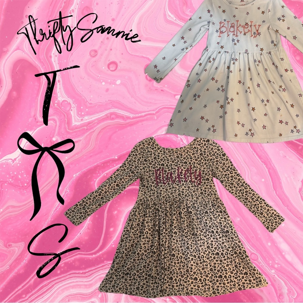 Personalized BLAKELY EMBROIDERED Cat & Jack Leopard Print TOP DRESS TUNIC 5T